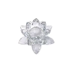 Enfeite Decoração de Cristal Vidro Flor de Lotus Para Sala Quarto Cristaleira Grande 13CM