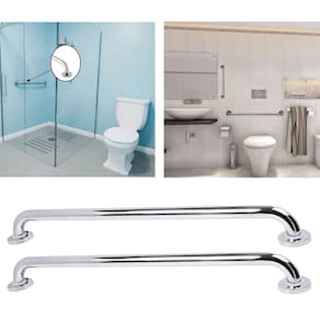 Barra Alça Apoio 60Cm Inox Kit 2 Uni Idoso Gestante Banheiro Box PCD Corrimao Escada Casa Suporte Anti Queda Evita Acidentes