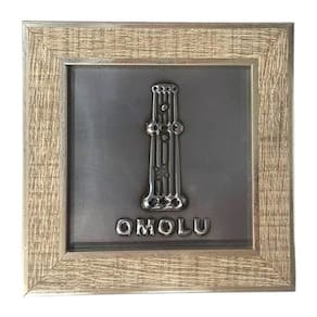 Quadro Omolu Orixá Madeira Carvalho E Metal 13 X13 Cm