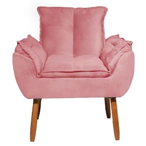 Poltrona Decorativa Opala Pés Palito Quarto De Menina Tecido Rosa - Wd Decor