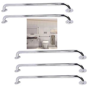 Alça Apoio 60cm Inox Barra Suporte Anti Queda Kit 5 Uni Idoso Criança Cadeirante Pcd Banheiro Escada Box Casa Corrimao