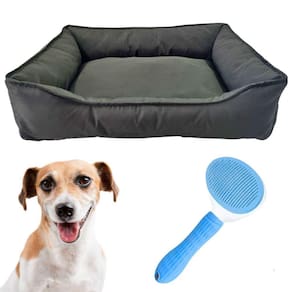 Cama Pet Retangular M Tactel Com Zíper Escova Rasqueadeira