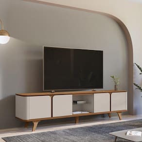 Rack para Tv até 60 Polegadas 217cm Cantos Curvos Roma Cedro/Off White