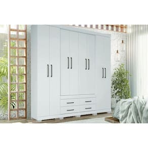 Guarda Roupa 8 Portas e 4 Gavetas c/ Pés Nápoles Branco - Santos Andirá