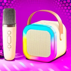 Caixinha De Som Bluetooth Led Com Microfone Karaokê Infantil