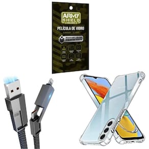 Capa Antishock Galaxy A25 + Cabo Tipo-C 4 Em 1 + Pelicula