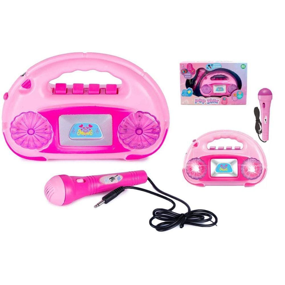 Kit 3 Brinquedo Radio Microfone Musical Toca Musica Luzes