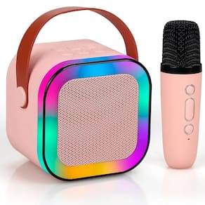Caixa Som Karaokê Infantil Bluetooth Microfone Sem Fio Luz