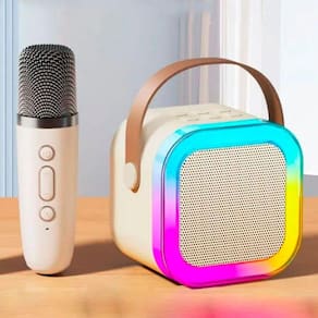 Caixa Som Karaokê Infantil Bluetooth Microfone Sem Fio Led