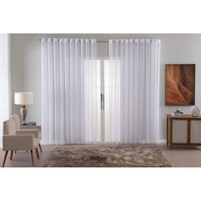 Cortina Sala Quarto Voal Liso Delicate 300X280 Transparente