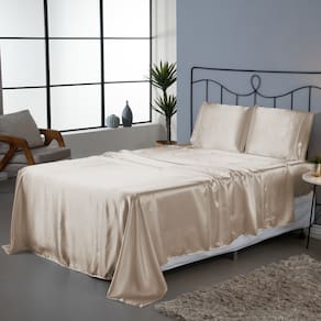 Jogo de Lençol Roupa de Cama Casal King Size 4 Peças Cetim Charmousse Antifrizz Seda