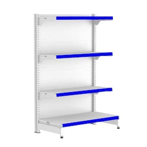 Gondola Ponta 137 FIT Branco 4 Bandeja Pe Azul