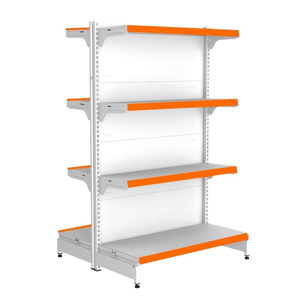 Gondola Centro 137 FIT Inicial Branco 8 Bandeja Pe Laranja