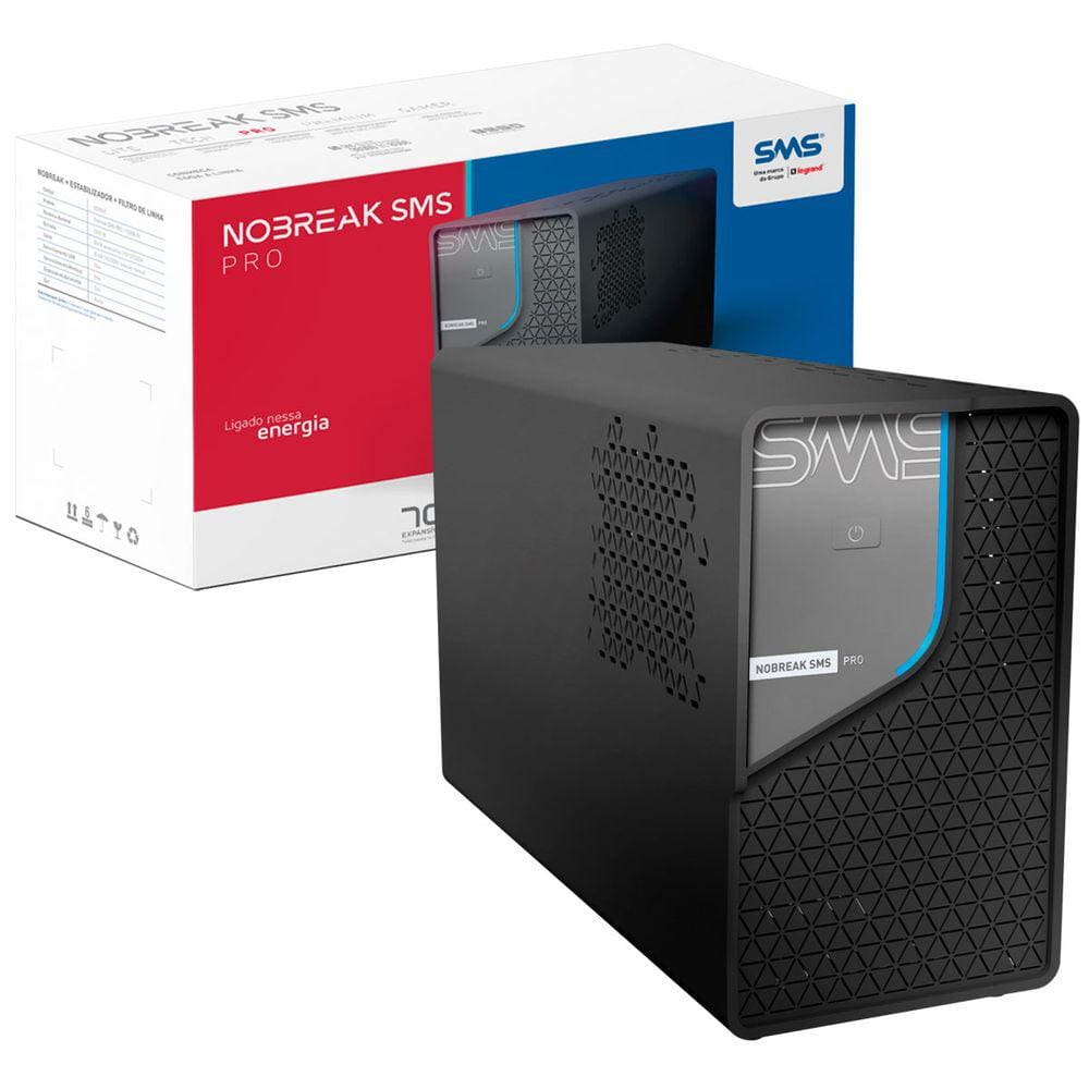 Nobreak 1500VA SMS Pro, Entrada Bivolt Automático, Saída Bivolt Manual, 8 Tomadas, Wi-Fi - 29402