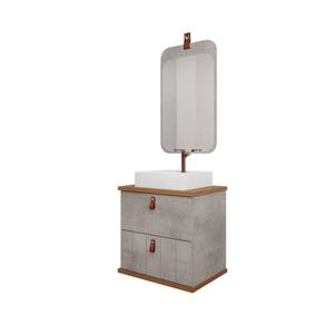 Gabinete de Banheiro Milano 60 com Espelho Monet Cimento/Freijo - MGM