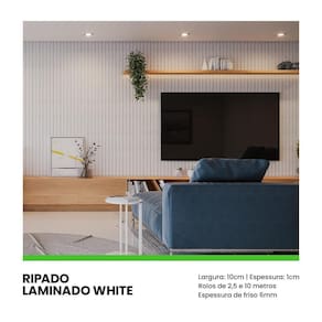 Painel Ripado Laminado Eva 10Cm Largura Cor Branco Linha