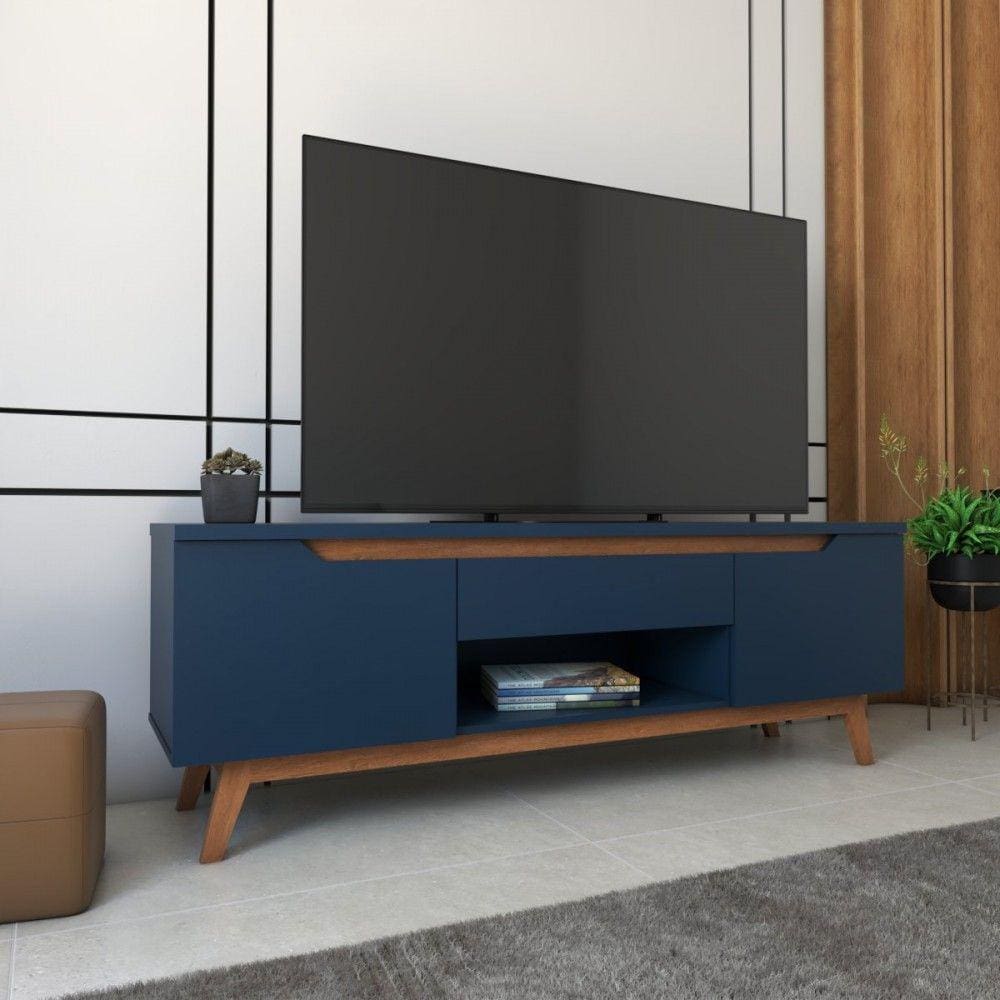 Rack para TV Até 60 Polegadas Navy 2 Portas 1 Gaveta Azul - Panorama Móveis