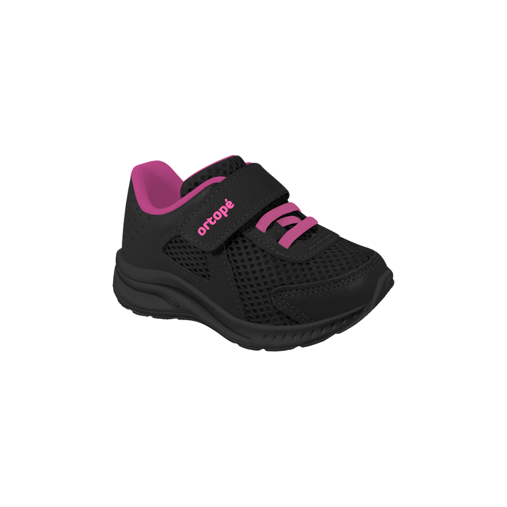 Tênis Infantil Feminino Ortopé Dna Flex Preto Pink