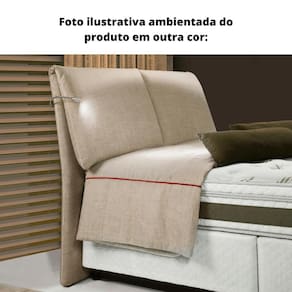 Cabeceira MH-2694 Herval Estofado Queen para Colchão 158 cm com Luminária Linho Cinza C