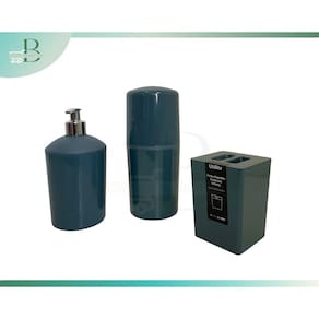 Kit banheiro completo Porta Escova, Porta Sabão e Porta algodão/cotonete Azul