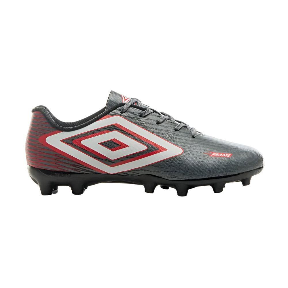 Chuteira Umbro Frame Campo Masculina Grafite Branco Vermelho