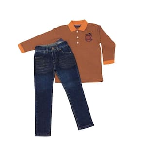 Conjunto Infantil Festa Masculino Zemar Laranja+jeans
