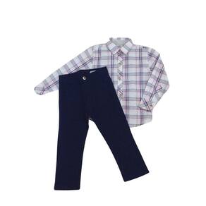 Conjunto Infantil festa masculino Zemar marinho+xadrez rosa