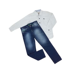 Conjunto festa masculino Zemar jeans+branca+marinho