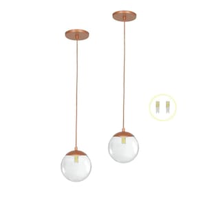 Kit 2 Pendentes Jabuticaba Cobre Bola Globo De Vidro + Led V