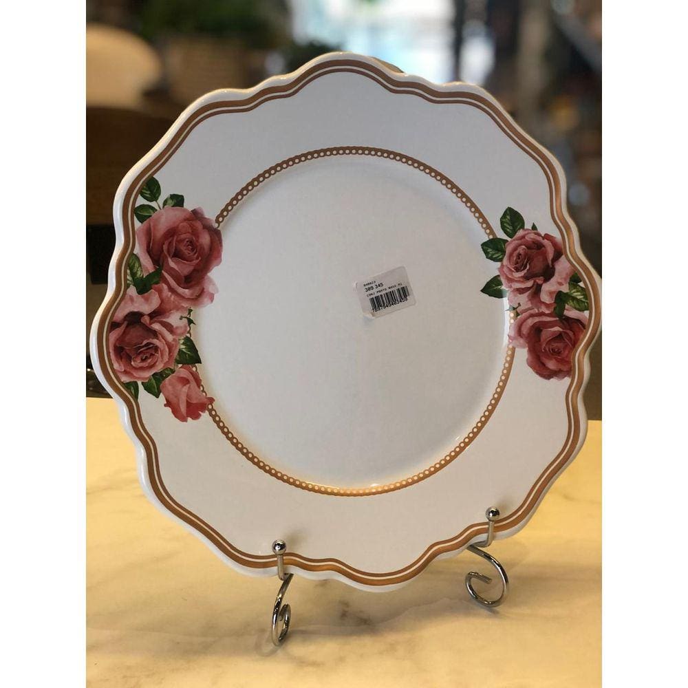 Unidade De Prato Raso Mix Floral Liso- Scalla