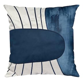 Capa de Almofada Silk Home 610 com Bordado e Aplicacao 43 Cm X 43 Cm Azul / Branca