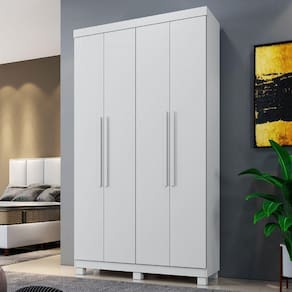 Guarda-Roupa Casal Viena 4 Portas 3 Gavetas Branco - Panorama Móveis