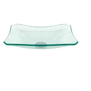 Cuba de Vidro Quadrada Chanfrada 30cm Jateada