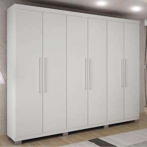 Guarda-Roupa Casal Bari 6 Portas 4 Gavetas Branco - Panorama Móveis