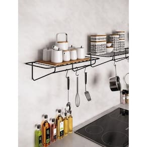 Prateleira Modelo Wire em Aço com 3 Ganchos Penduradores 60 Cm Verde Oliva