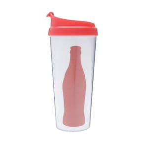 Copo Térmico Plástico Coca-Cola Logo Contour Branco 8,5Cm
