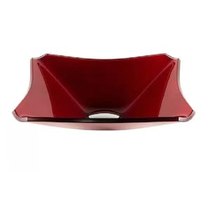 Cuba de Vidro Quadrada Chanfrada 30cm Vermelho Cereja