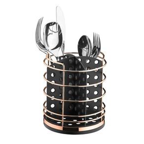 Suporte Escorredor Porta Talheres Utensílios Preto E Rosê