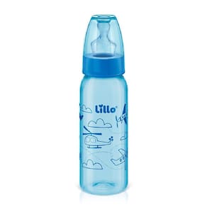 Mamadeira Azul Divertida Bico Silicone 240ml Tam.2 - Lillo