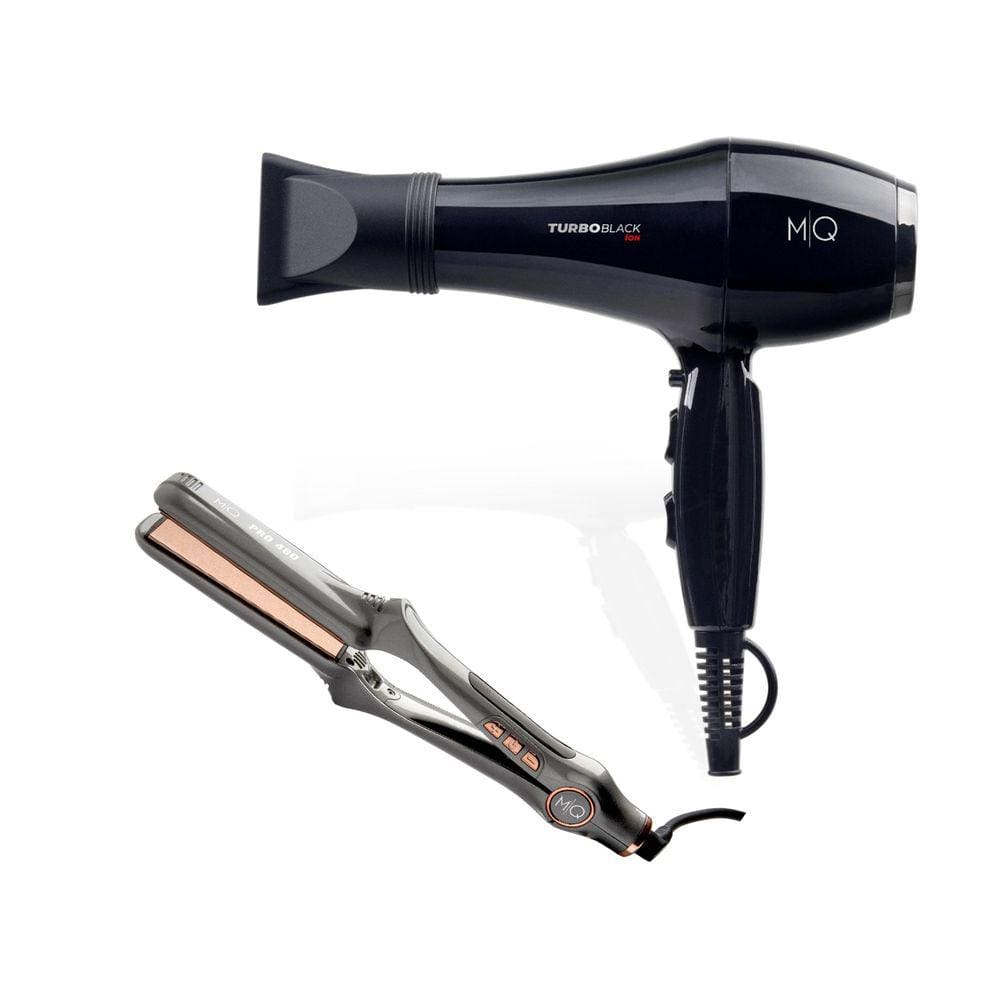 Kit Mq - Secador Cabelo Mq Turbo Black 2500W 220V + Chapinha Prancha Alisadora Mq Pro 480