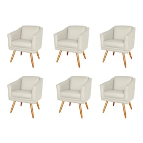 Kit 6 Poltronas Decorativa Valentina Sala Recepção Escritório Corino Bg