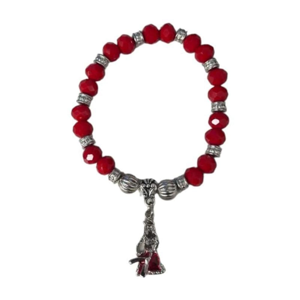 Pulseira Maria Navalha Imagem Vermelha Cristal E Silicone