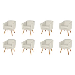 Kit 8 Poltronas Decorativa Valentina Sala Recepção Escritório Corino Bg