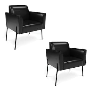 Poltrona Pé de Ferro Preto Kit 2 para Sala Marisa Corano Preto D03 - D`Rossi