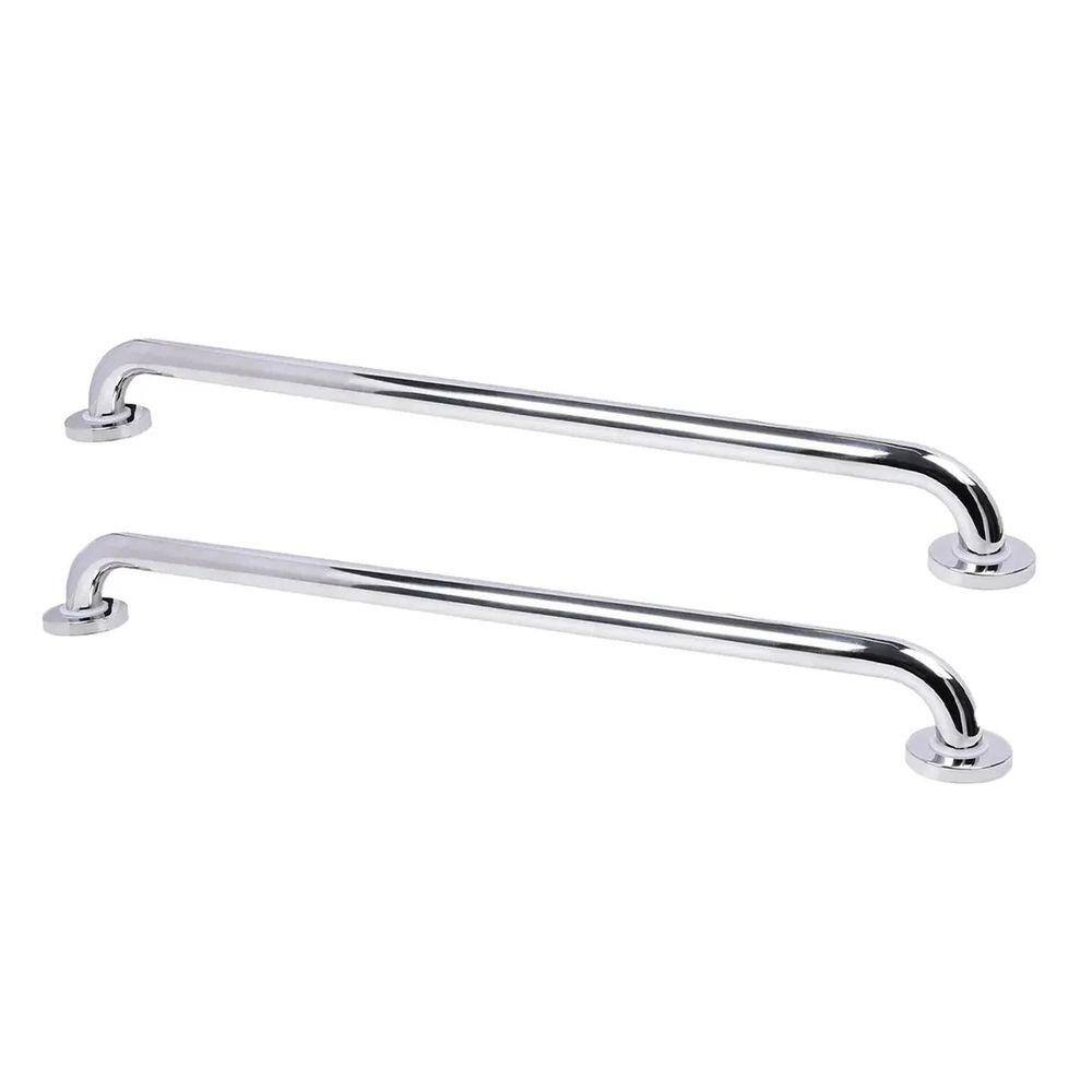 Barra Alça Apoio 60cm Inox Kit 2 Uni Suporte Anti Queda Cadeirante Idoso Deficiente Gestante Box Banheiro Escada Corrimao Casa