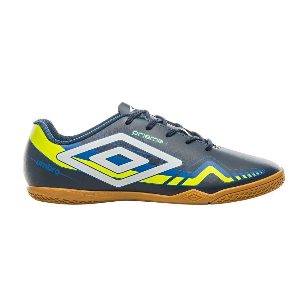 Chuteira Umbro Prisma + Futsal Indoor Masculina Marinho Branco Limão