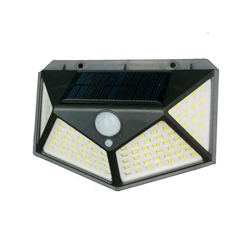 Luminária Solar Luz Refletor 100 Led Jardim Com Sensor