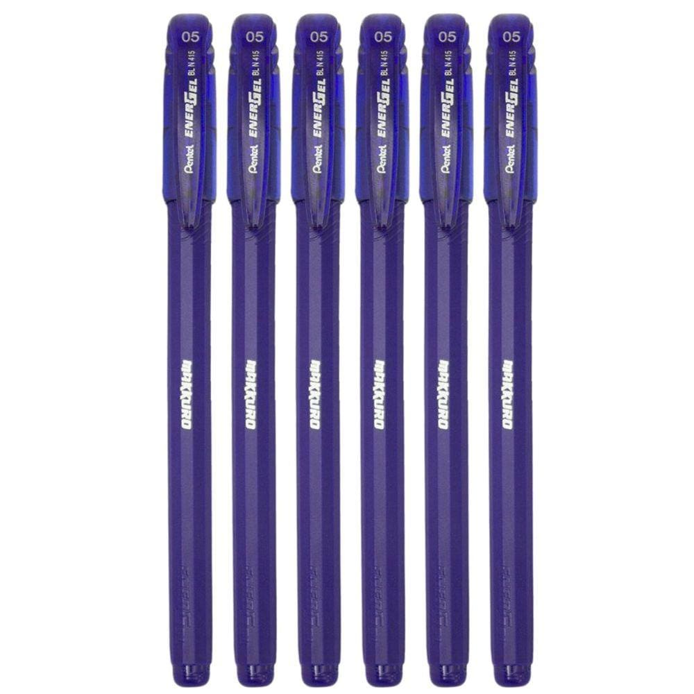 Kit 06 Caneta Gel EnerGel Makkuro 0.5mm PENTEL Escrita Macia Secagem Rápida (Escolha às Cores)