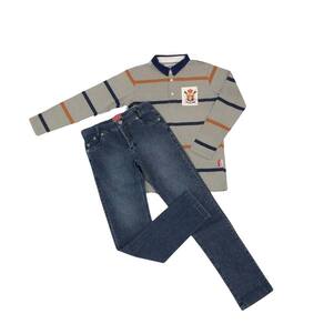 Conjunto masc infantil Zemar jeans+bege claro