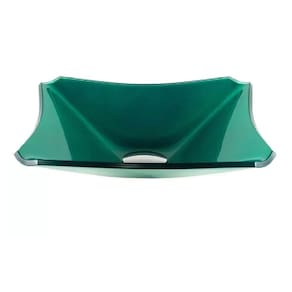 Cuba de Vidro Quadrada Chanfrada 34cm Verde